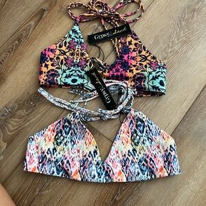 Gypsy Land Floral and Geometric Bikini Tops NWT  size L